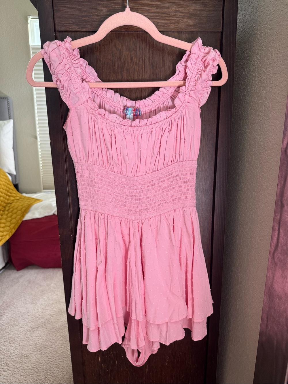 Urban Outfitters Pink Ruffled Off-Shoulder Top
